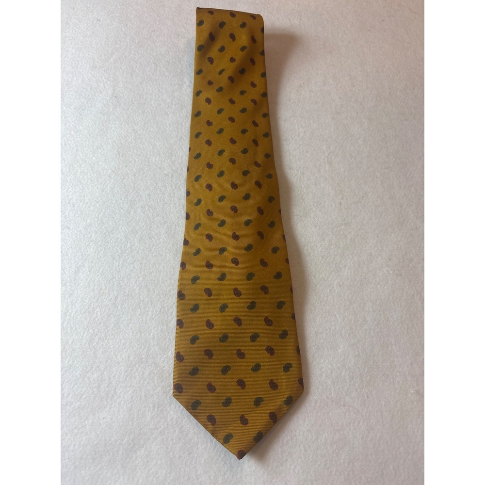 Brooks Brothers Silk Tie Mens OS Gold New Paisley Makers Printed In Italy USA